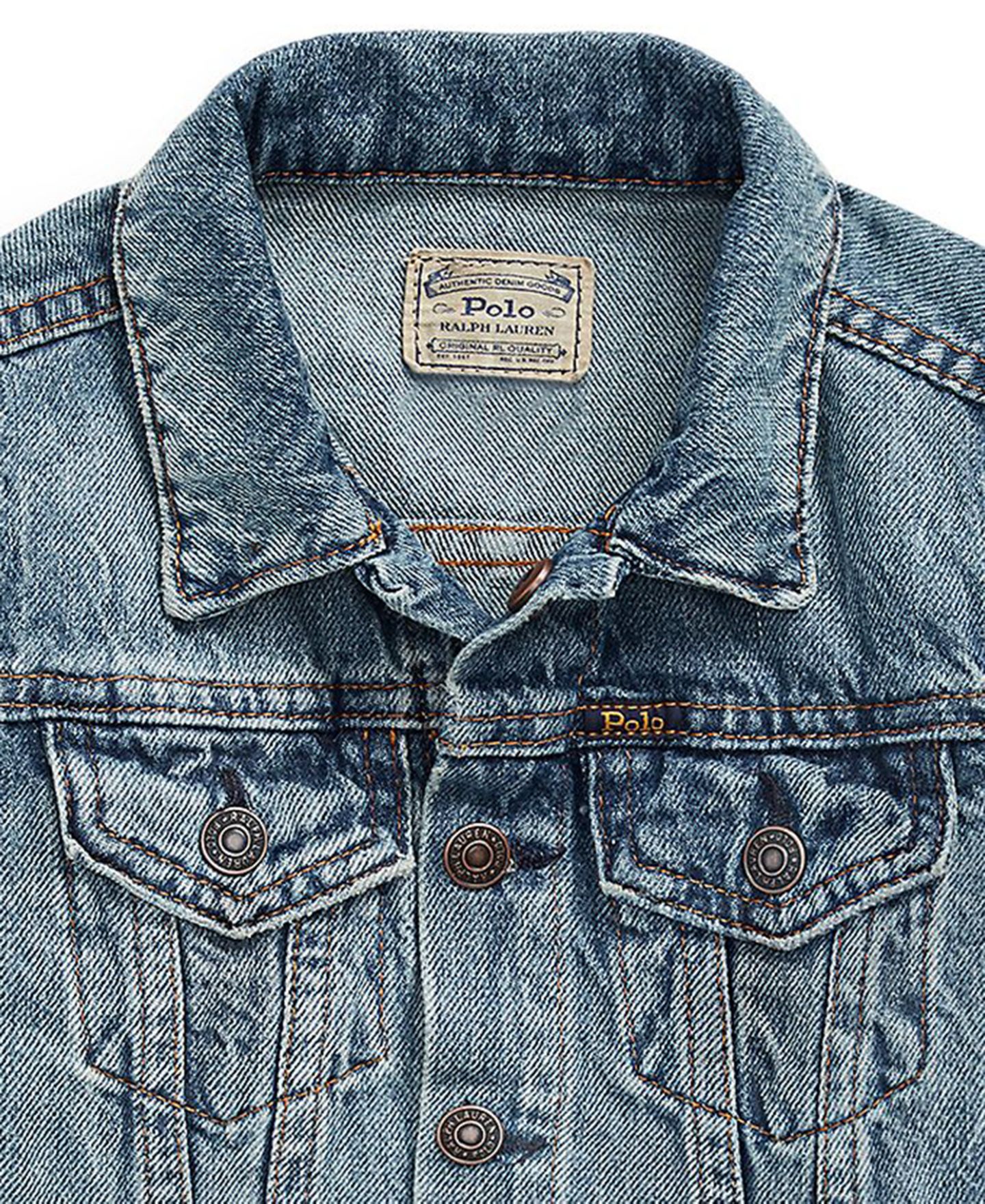 Куртка Polo Ralph Lauren Denim Trucker для девочек, цвет: Джинсовый синий — фото 3