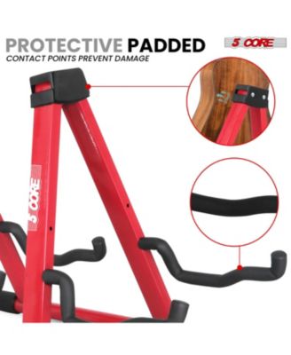 Double Guitar Stand Floor Adjustable A Frame Folding Acoustic Electric Guitars Holder Stands GSS 2N1 RED