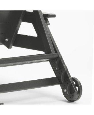 Outdoor HDPE Patio Chaise Lounges With Wheels & Cup Holder (Set of 2)