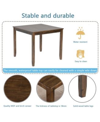 5-Piece Walnut Wood Dining Set with Table and 4 Chairs