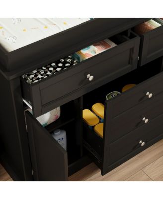 1pcs Chest of Drawers, Dresser with 3 Drawers, 4 Shelves and 2 Doors Changing Table