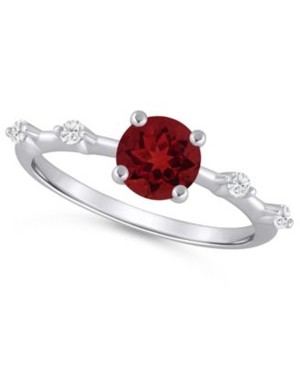 Amethyst (3/4 ct. t.w.) and White Diamond (1/10 ct. t.w.) Ring in 10k White Gold 