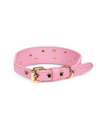 Blueberry Pet Silver-Powered Freshness Microfiber Suede Dog Collar – Embossed Classic Pattern with Bronze Studs