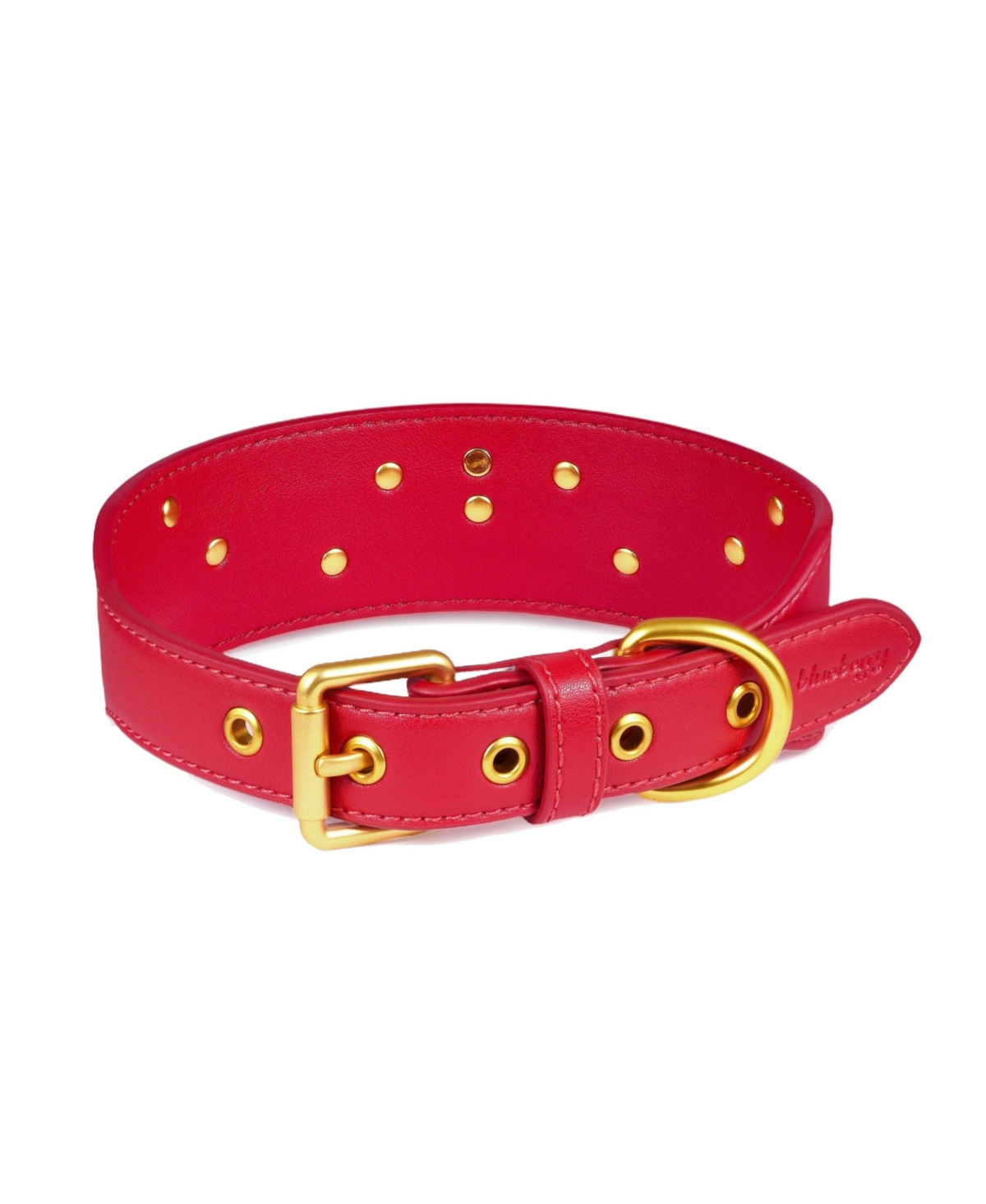 Blueberry Pet Silver-Powered Freshness Microfiber Suede Dog Collar – Embossed Classic Pattern with Bronze Studs