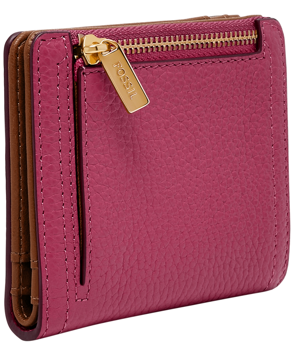 Fossil Logan Leather Small Bifold Wallet In Pink