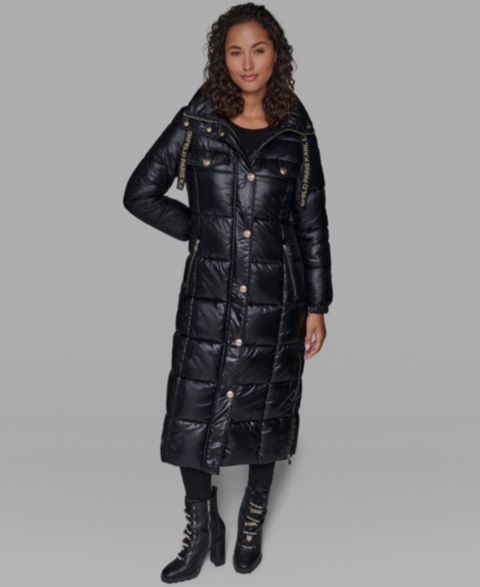 Женские куртки KARL LAGERFELD PARIS Women's Hooded Snap-Front Puffer Coat