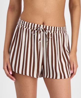 Juniors' Striped Crinkle Gauze Cover-Up Dolphin Shorts, Macy's Exclusive