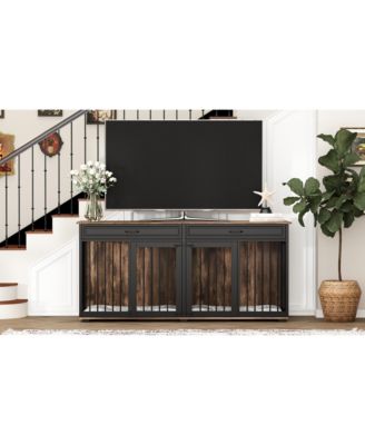 Furniture Style Dog Crates Large Wooden Pet Kennels with 2 Drawers