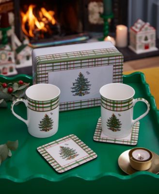 Christmas Tree Annual 5-Piece Mug &amp; Tin Coaster Set