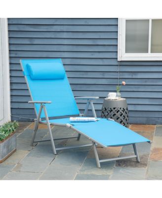 Sling Patio Reclining Chaise Lounge Garden Furniture, Light