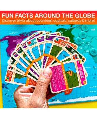 Board Games for Kids and Adults - Journey Across The World  - Learn Capitals, Flags, Facts, and Map Locations with 195 World Map Cards