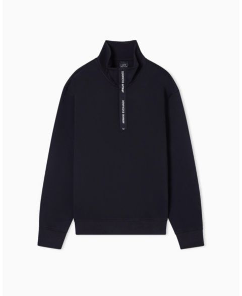 Мужская толстовка A|X Armani Exchange Grosgrain Logo Fleece Quarter Zip, цвет: Чёрный / Белый
