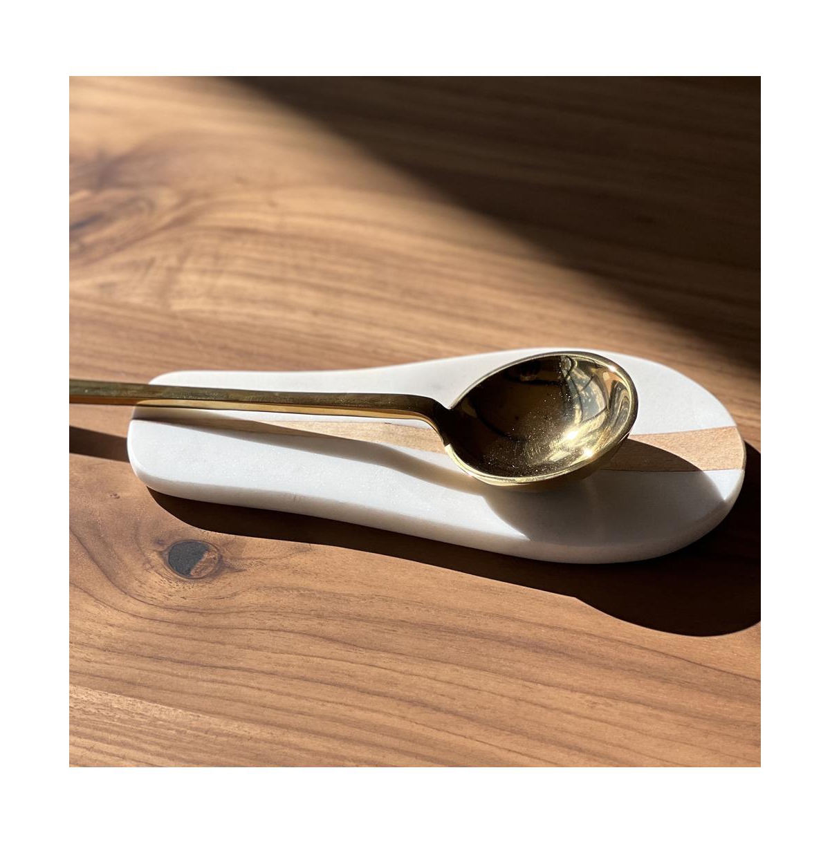 Marble and Wood Spoon Rest