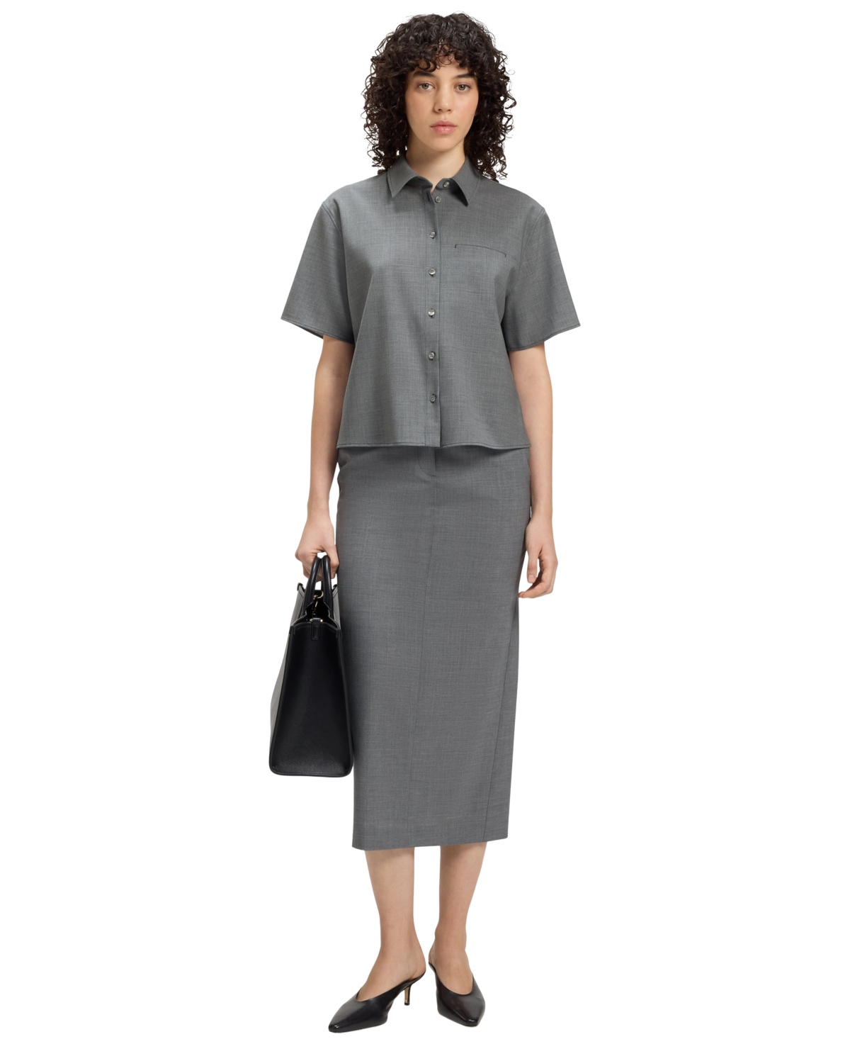 Hugo Boss Boss By  Women's Melange Virgin Wool Pencil Skirt In Gray