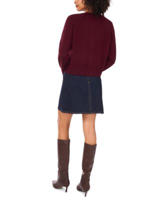 Women's Cozy Crewneck Raglan-Sleeve Cardigan Sweater