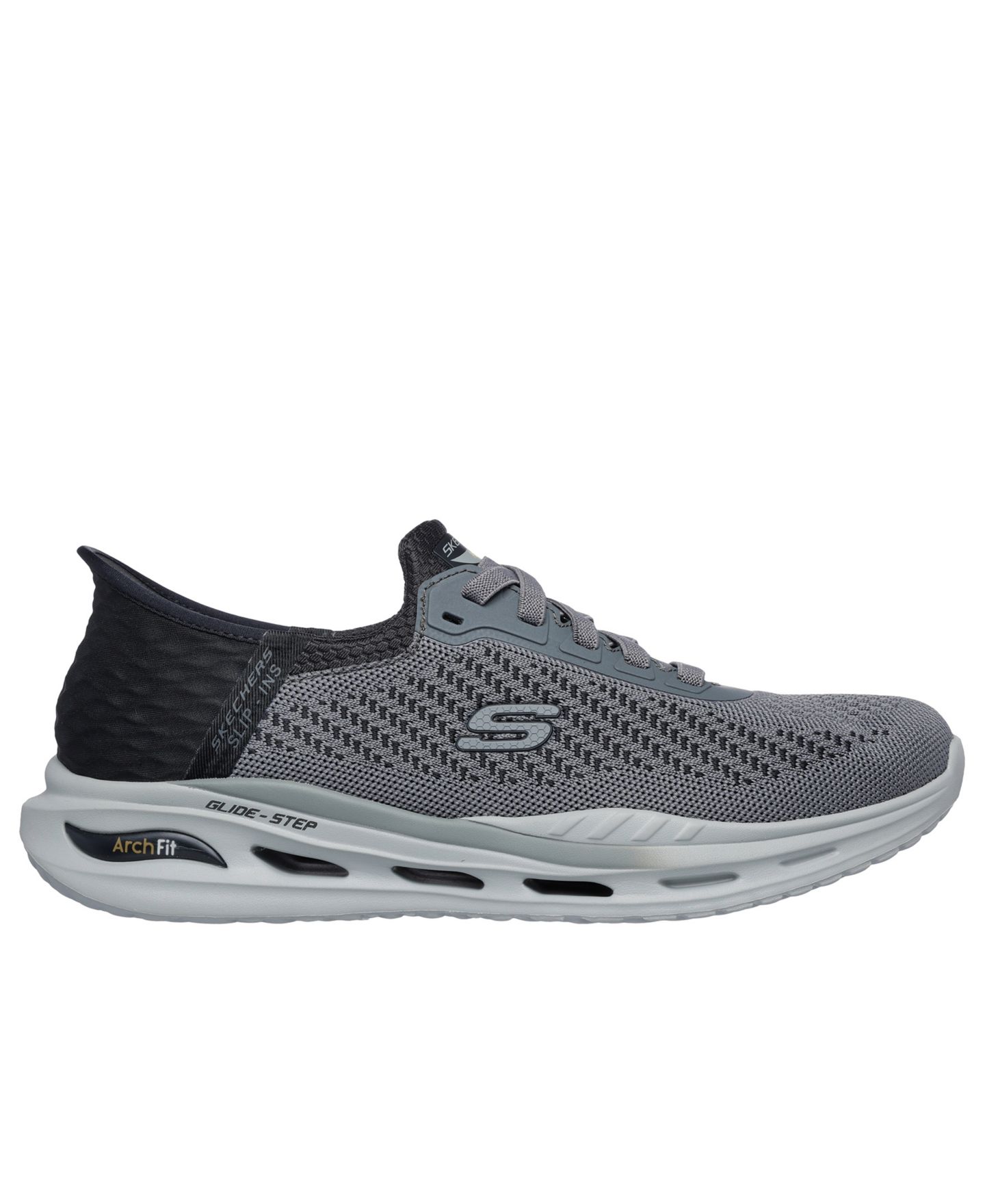 Мужские кроссовки Skechers Slip-Ins Relaxed Fit: Arch Fit Orvan - Drex Casual Wide-Width Walking, цвет: Серый / Чёрный — фото 2