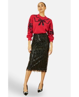 Women's Sequinned Bow Neckline Sweater