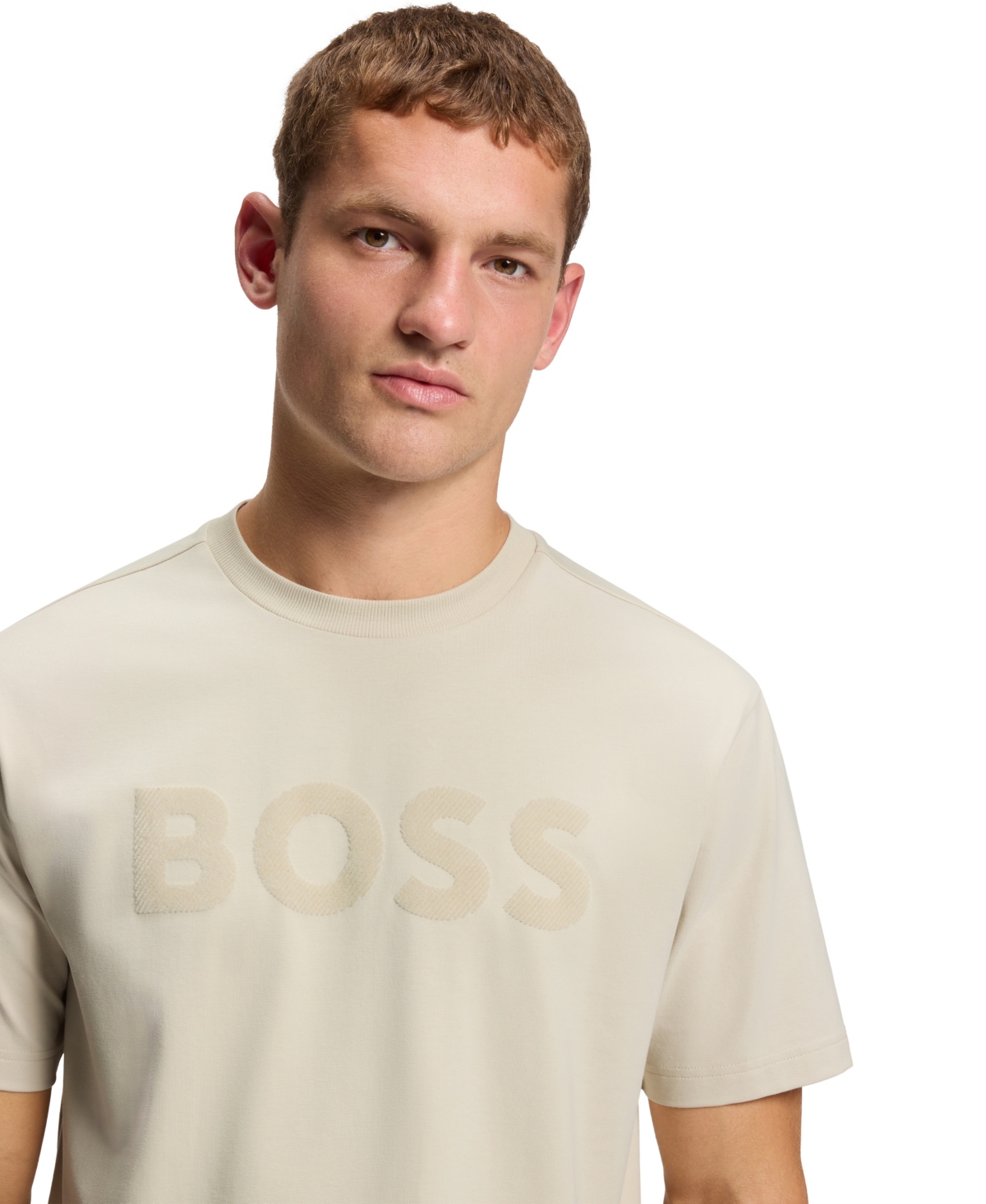 Boss by Hugo Men's Stretch Cotton Tonal Logo Relaxed-Fit T-Shirt