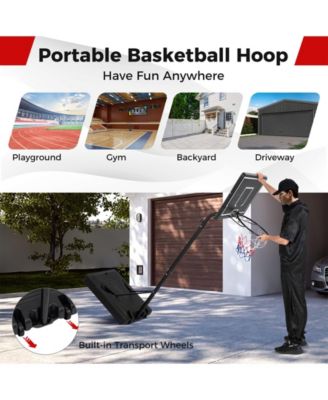 Portable Outdoor Basketball Hoop 6.9-8.5 FT Adjustable with Fillable Base Shatterproof PC Backboard