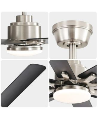 52-inch Modern Exquisite Sand Nickel 8-Blade Ceiling Fans with Adjustable Led Lights and Intelligent Remote Control