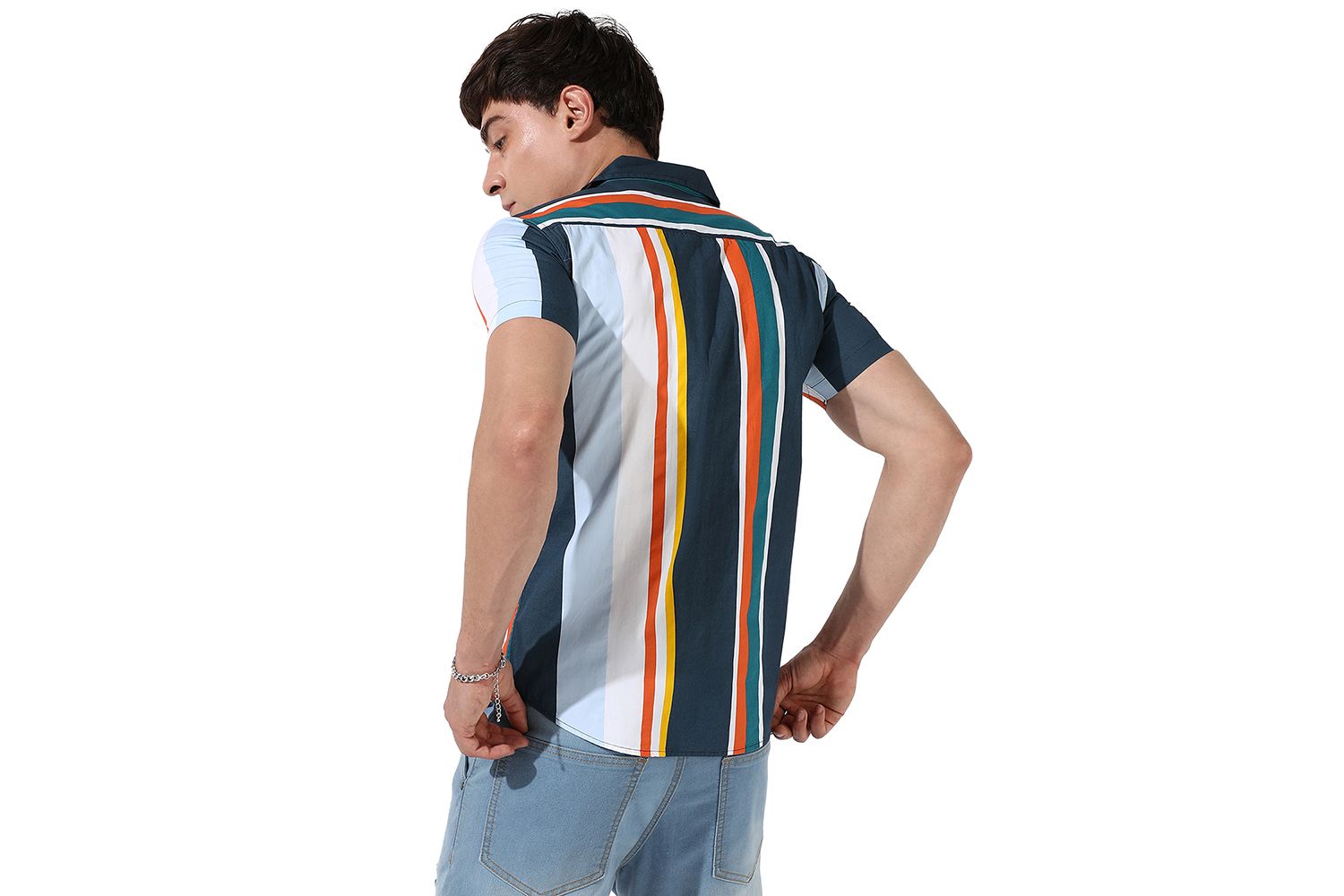 Men's Striped Button Up Cotton Shirt