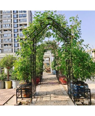 Metal Garden Arch Adjustable Width Black