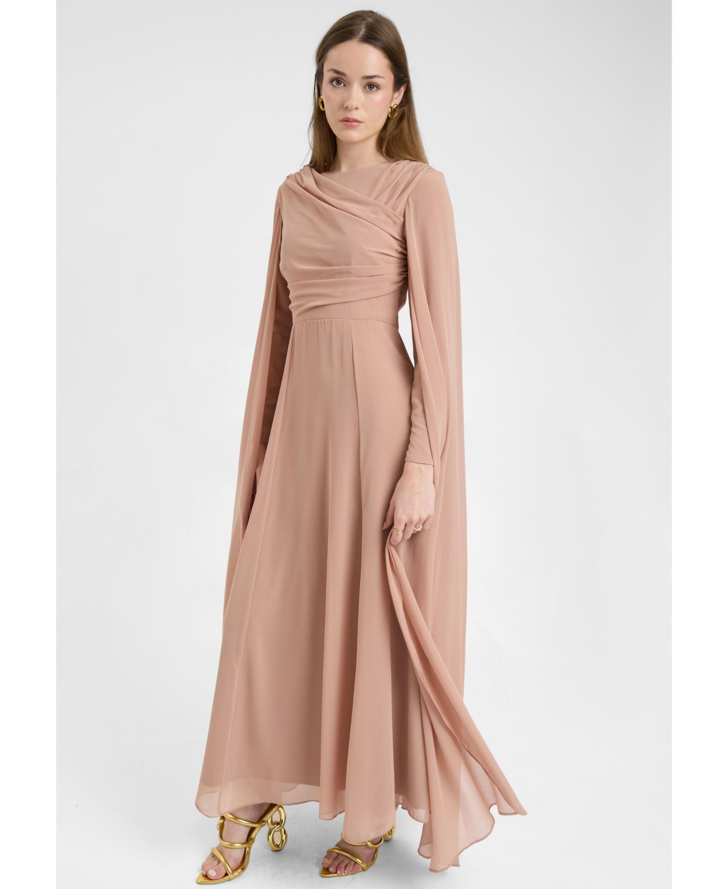 Women's Modest Chiffon Dress Maxi With Wrap Style Top
