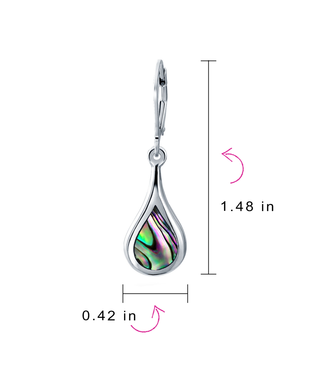 Bling Jewelry Geometric Iridescent Rainbow Natural Abalone Seashell Rain Drop Teardrop Dangle Earrings Sterling Silver Lever Back