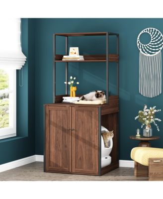 Storage Cabinet with Shelves, Large Open Storage & Doors Used for Pet