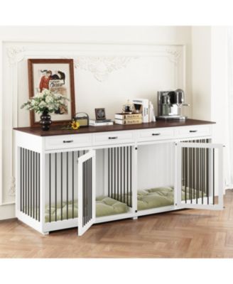 Dog Kennel Furniture with 4-Drawers and Dividers, Dog Cage Crates