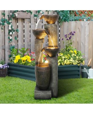 40''H 4-Tier Outdoor Garden Water Fountain Decor, Resin Fountain for Garden, Floor Patio, Deck, Porch, Backyard and Home Art Decor