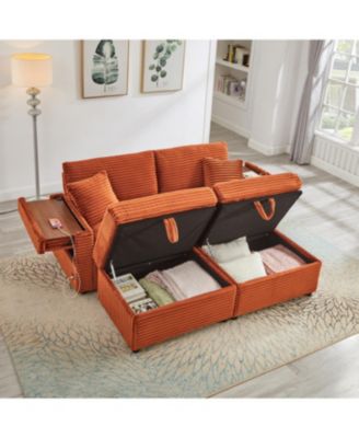 Streamdale Comfortable Fluffy Corduroy Lazy Sofa with Storage, Super Soft Chaise Lounge