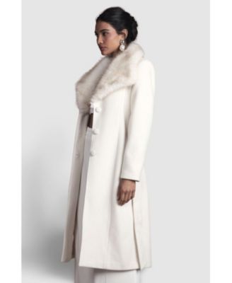 Women's Faux Fur Collar Belted Midi Coat