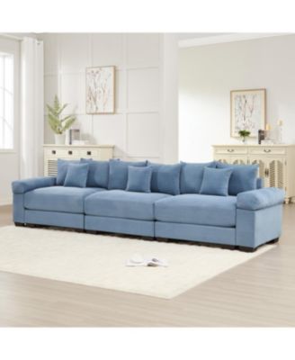 Streamdale 130" Oversized Cloud Modular Sectional Couch, Premium Corduroy 3-Seater Sofa, Blue