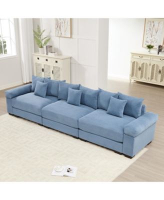 Streamdale 130" Oversized Cloud Modular Sectional Couch, Premium Corduroy 3-Seater Sofa, Blue