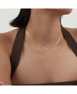 Dainty Gold Plated Minimalist Flat Snake Chain Necklace