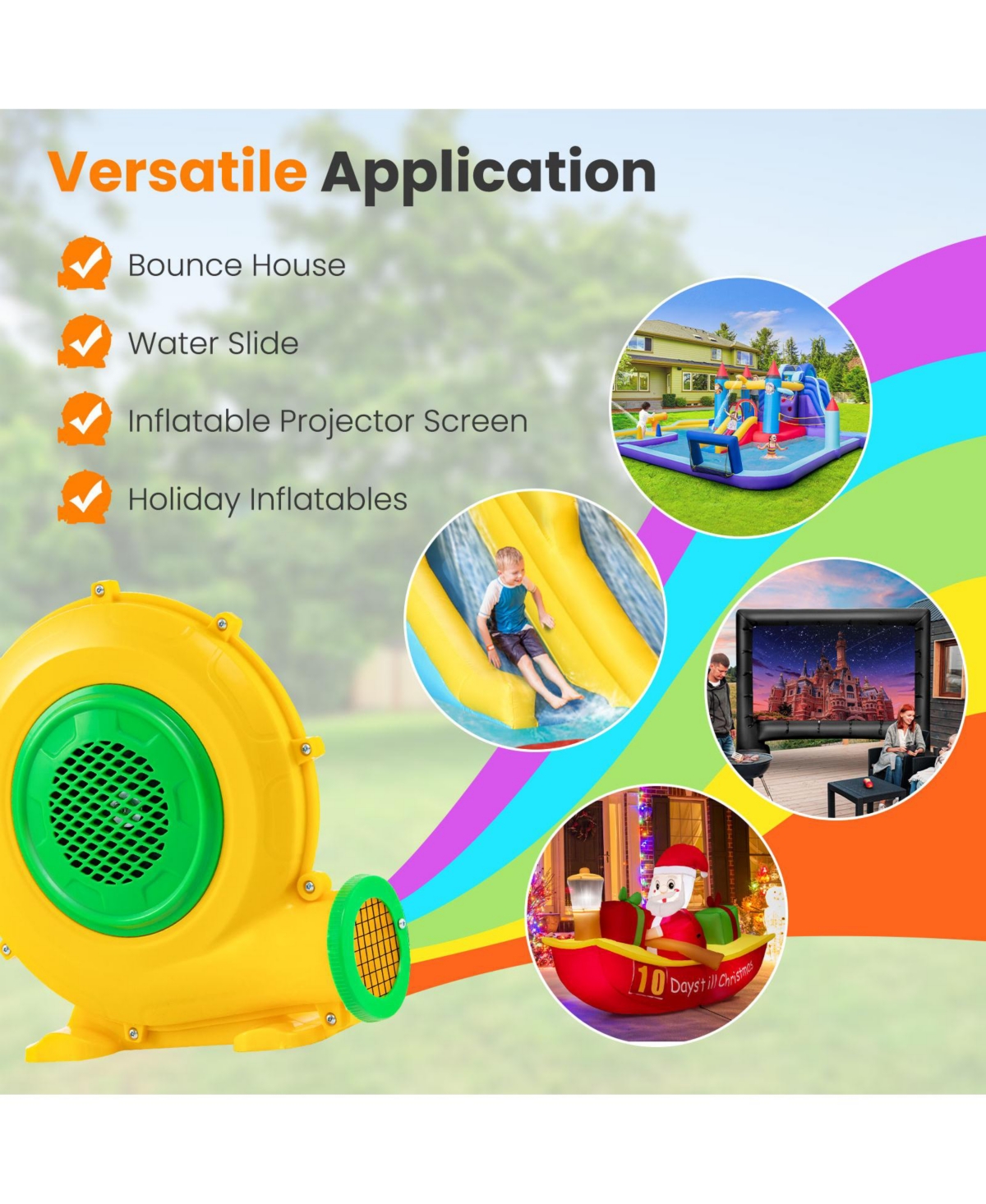 Sugift 480W Air Blower Air Pump Fan with Convenient Handle and Ground Stakes