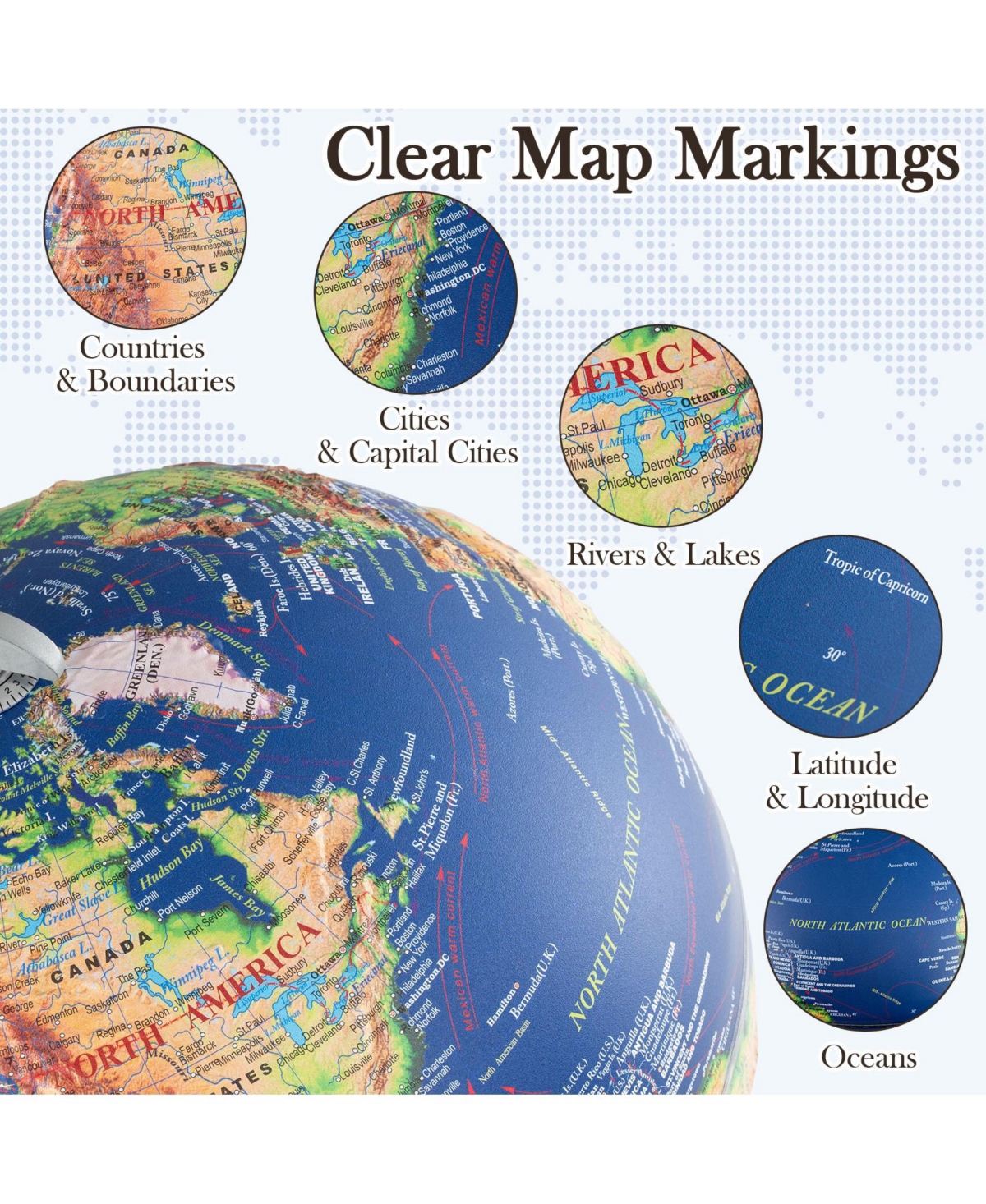 Sugift 12 Inch Illuminated World Globe Antique Light up Globe Night Lamp