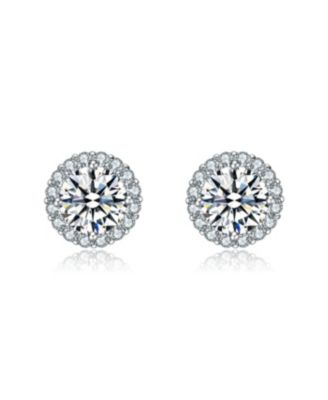 Elegant Dazzling 10MM Round Cubic Zirconia Halo Stud Earrings