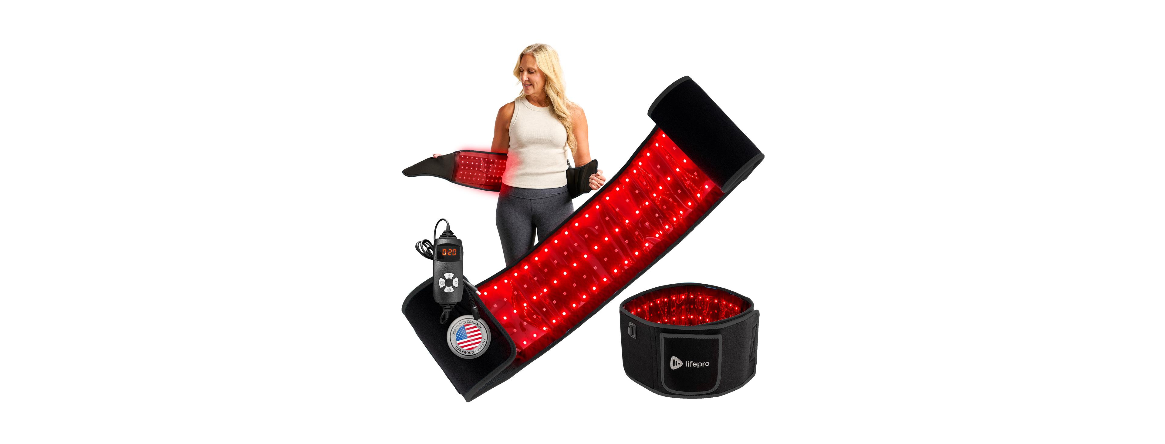 LifePro Infrared Red Light Therapy Belt – Adjustable Heating Pad with 660nm & 850nm Wavelengths for Back, Body & Shoulder Pain Relief –