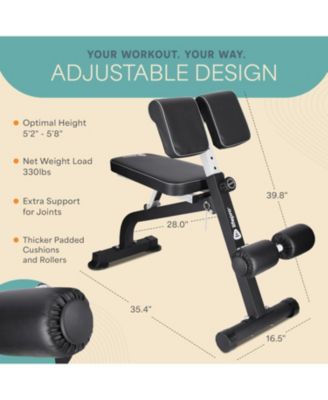 Roman Chair Hyperextension Bench – Adjustable, Foldable Glute & Lower Back Machine