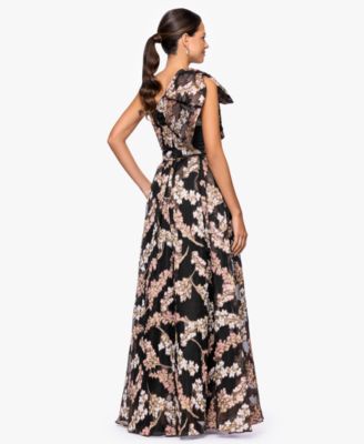 Petite One Shoulder Floral Print Long Dress