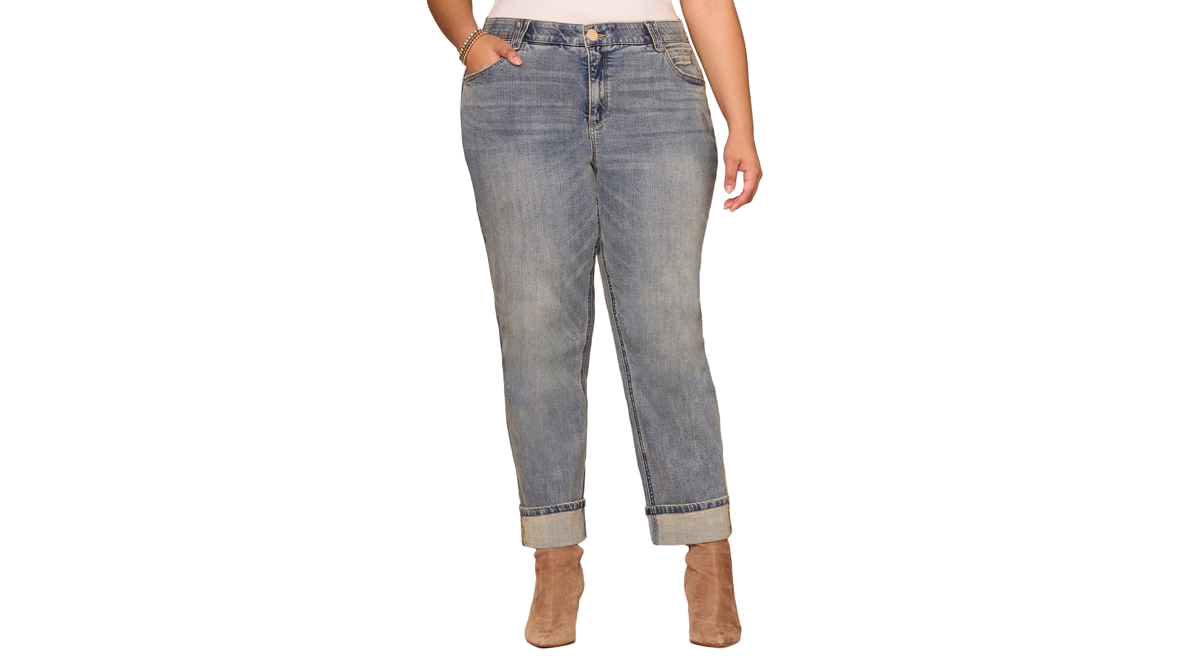 Democracy Plus Rolled-Cuff Boyfriend Jeans