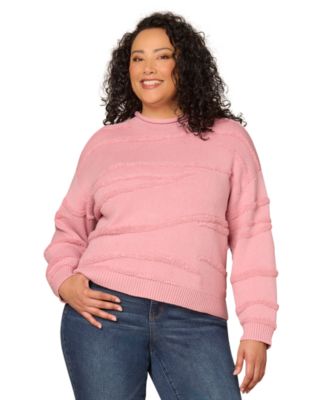 Plus Size Striped Rolled Neck Sweater