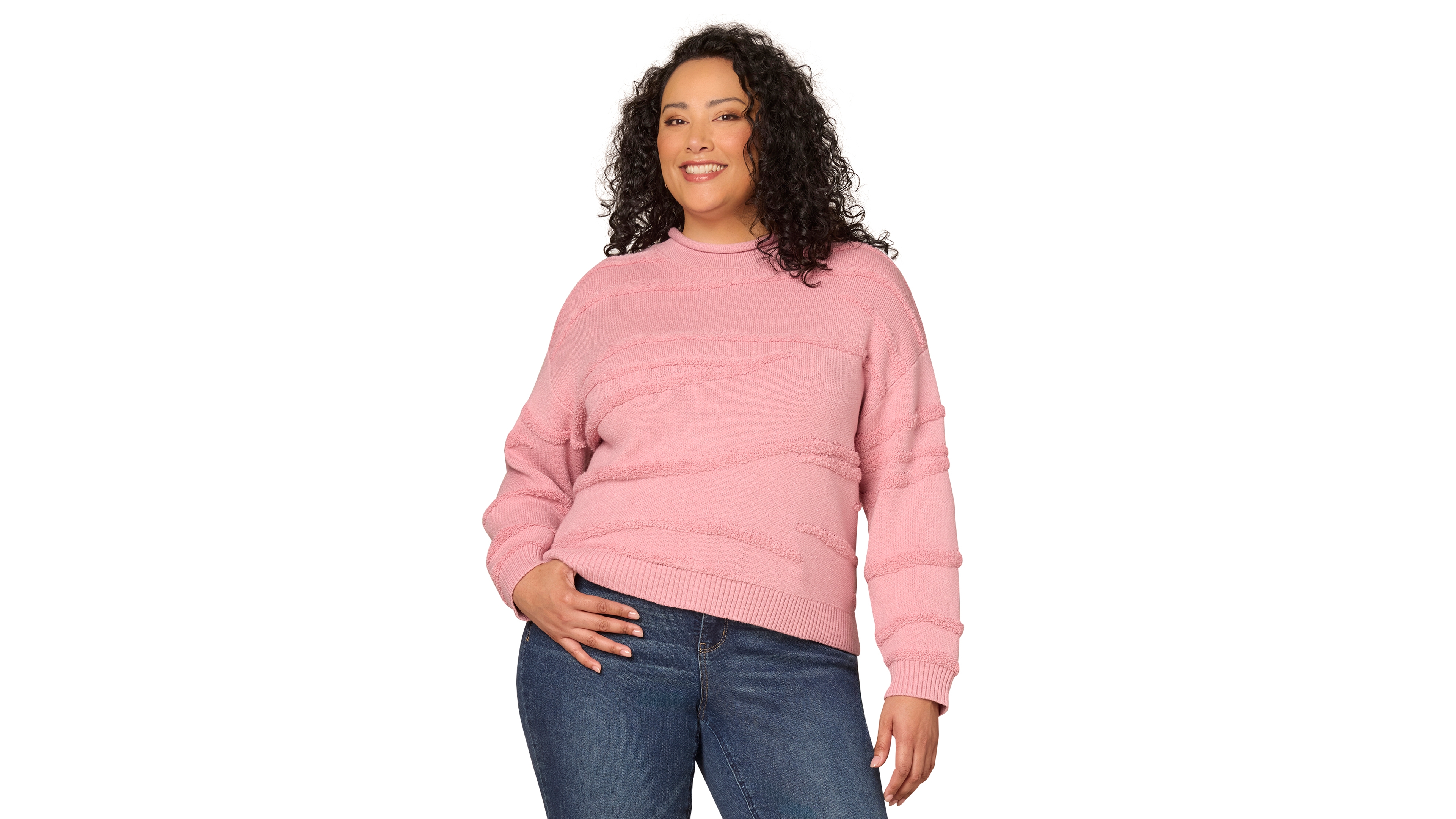 Democracy Plus Striped Rolled Neck Sweater