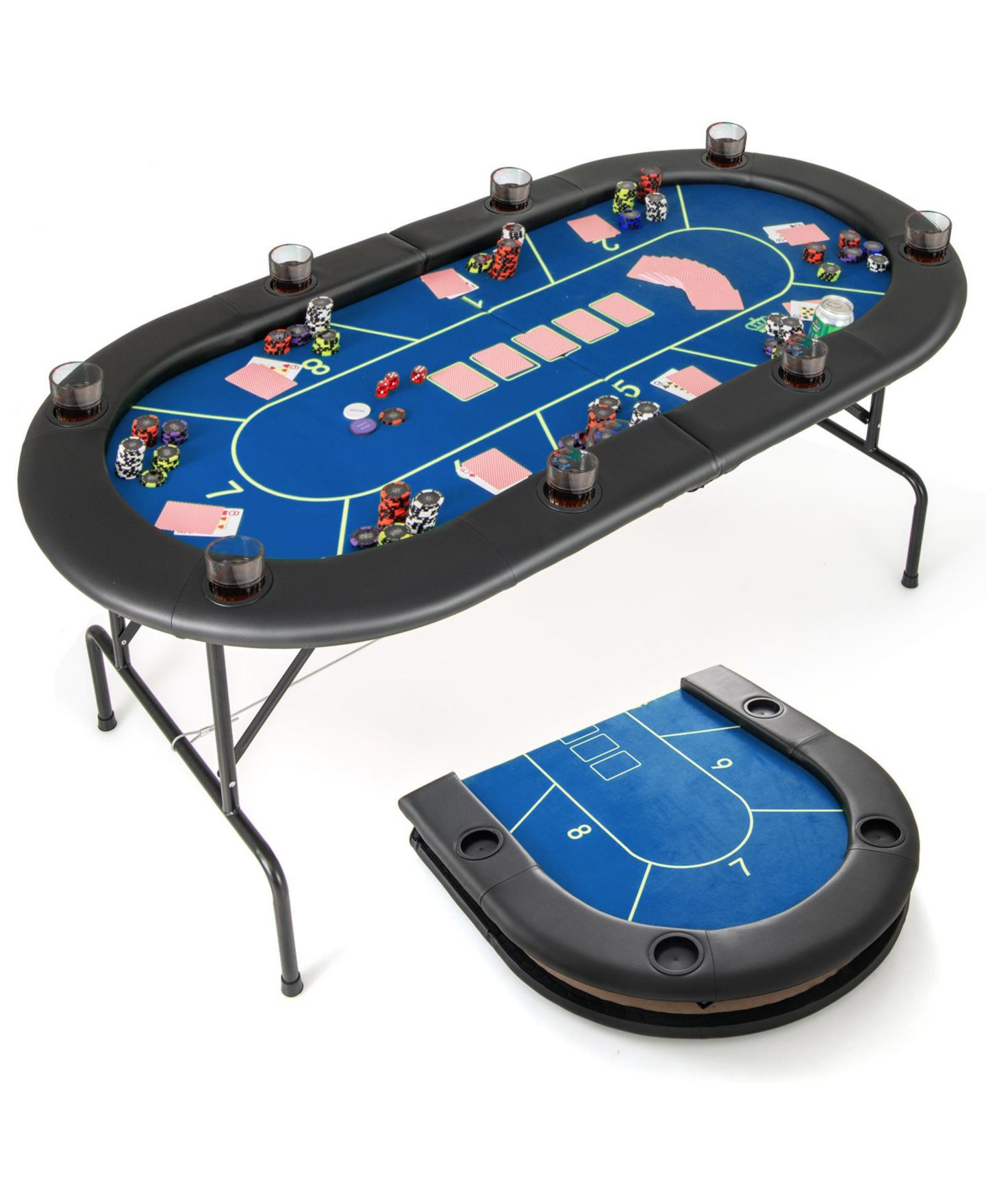Детская игрушка SUGIFT 72" x 36" x 30.5" Foldable Poker Table With 8 Cup Holders, 14 Years & Up, цвет: Тёмно-синий — фото 1