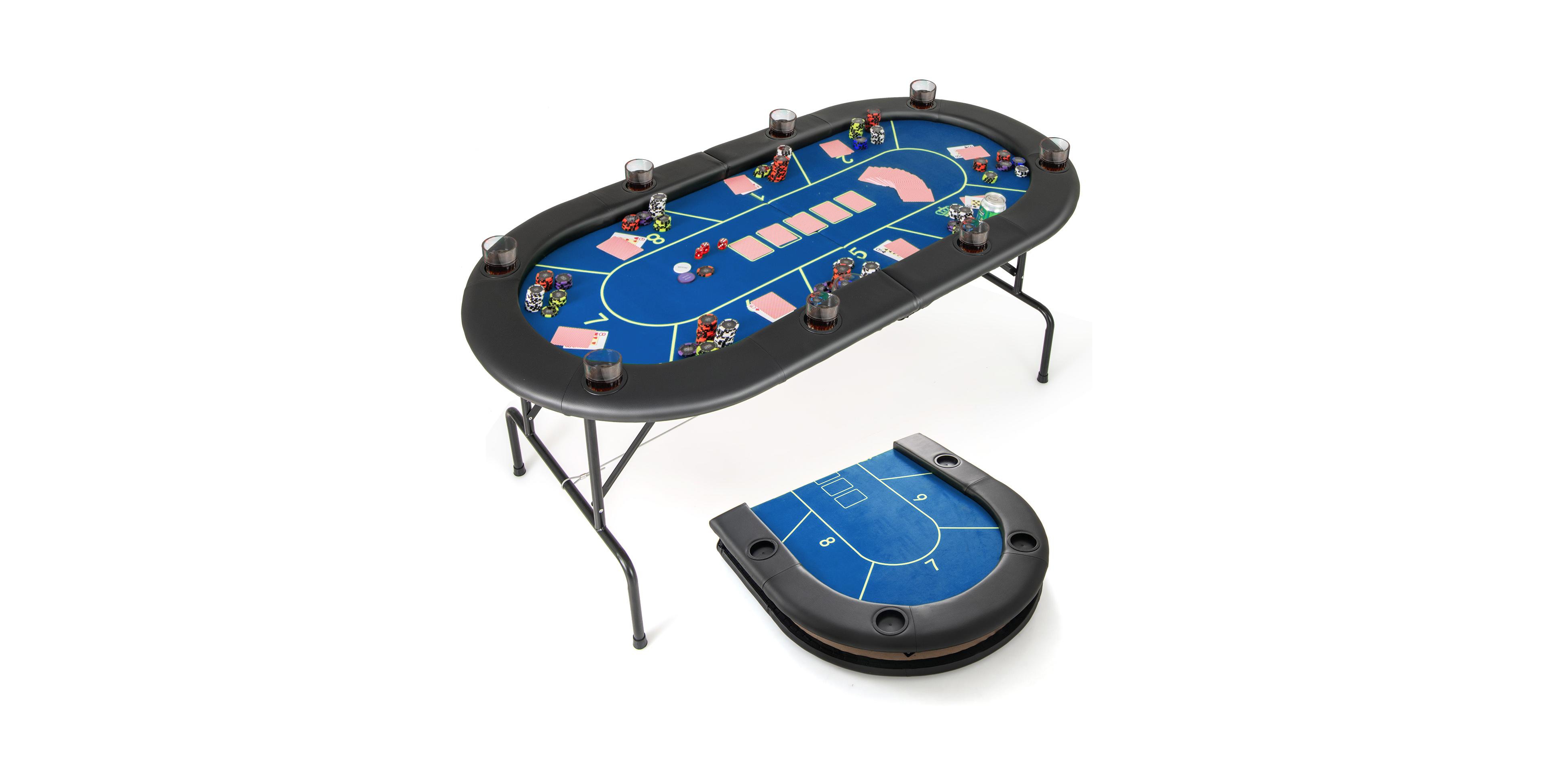 Sugift 72" x 36" x 30.5" Foldable Poker Table With 8 Cup Holders, 14 Years & Up