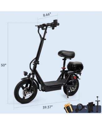 14-Inch Adult Foldable Electric Scooter with 500W Motor, Dual Shock Absorbers & Rear Storage Box