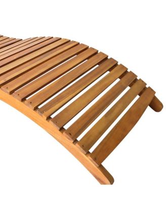 Patio Sun Lounger Natural wood Solid acacia wood Double
