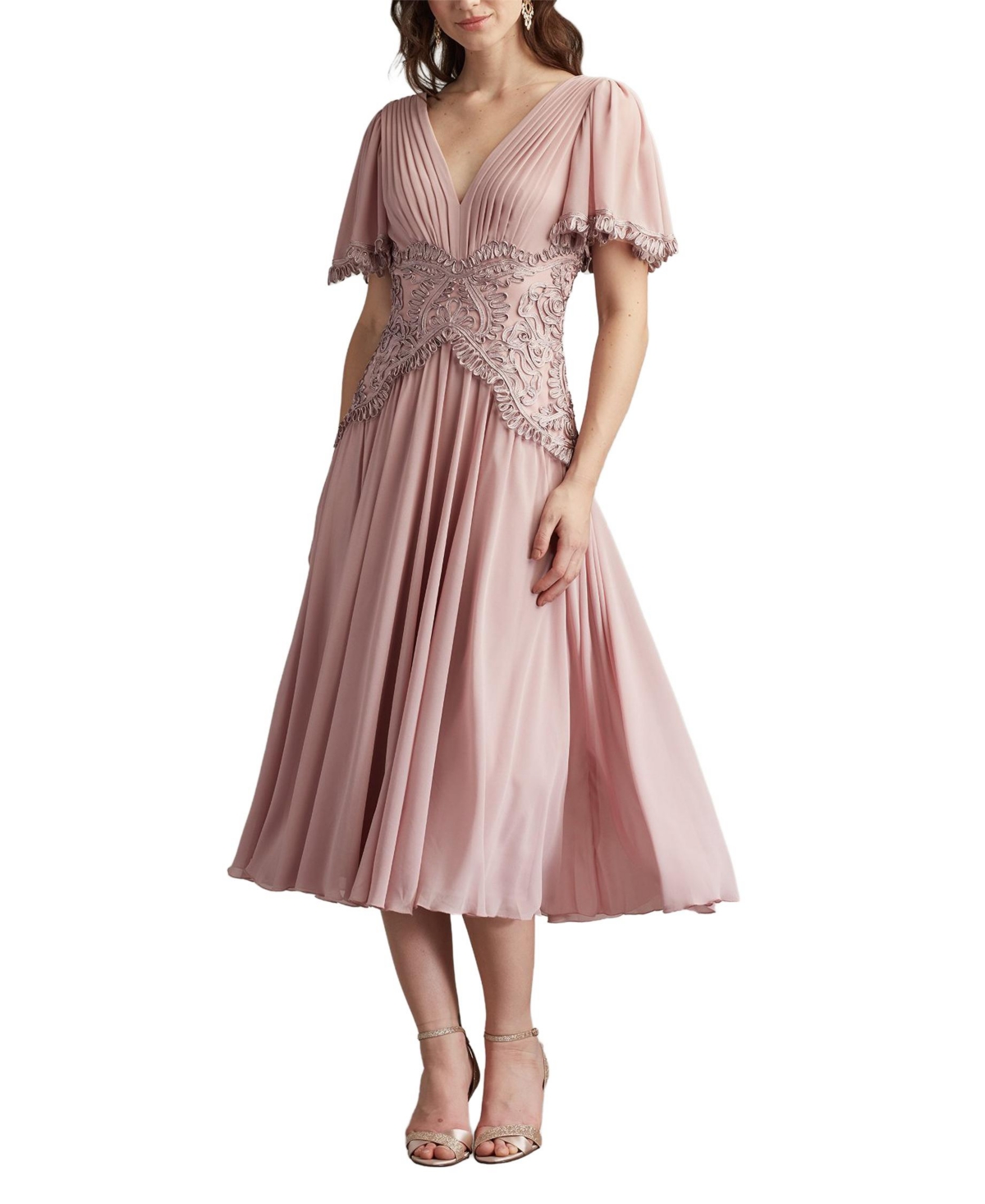 Tadashi Shoji Women's Indira Embroidered Chiffon Midi Dress